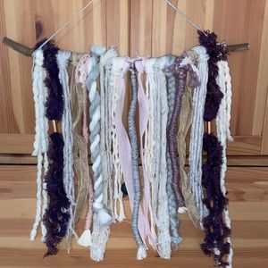 Handmade Boho style yarn wall hanging, pink